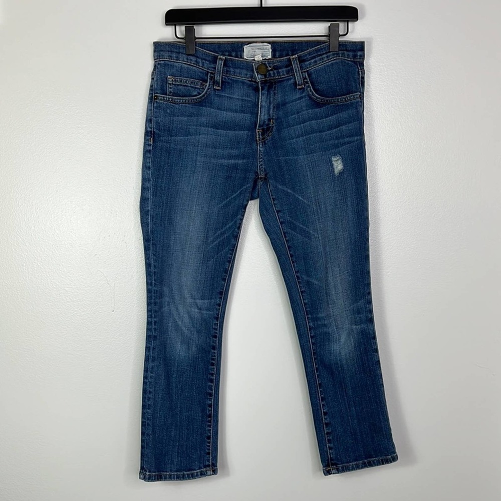 CURRENT/ELLIOTT Medium Wash Superworn Cropped Boot Blue Jeans Womens 25 / 0